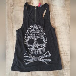 Black Graphic Skull Racerback Tank Top - (Unknown Brand)